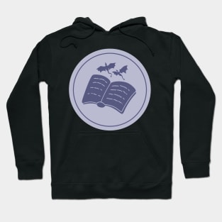 Blue fantasy book with dragons circle design for readers Hoodie